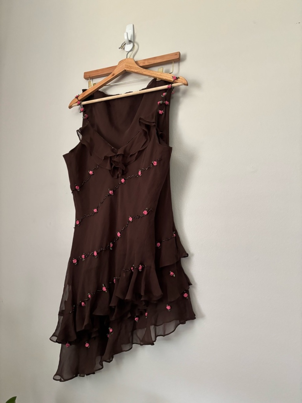 Vintage 2 Piece Asymetrical Floral Silk Skirt Set - Picture 2 of 11
